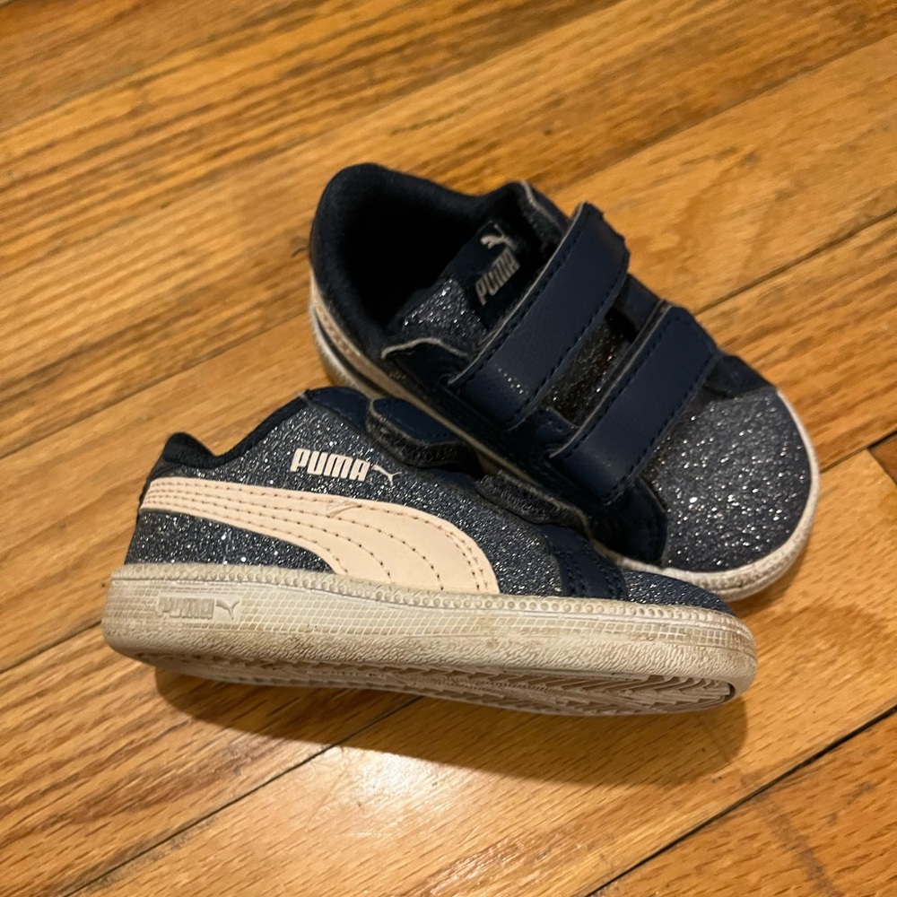 Puma toddler blue sparkle shoes